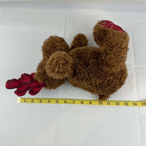 Bath & Body Works Brown Reindeer 12” Plush Christmas Red Plaid Stuffed Animal - Picture 7 of 7